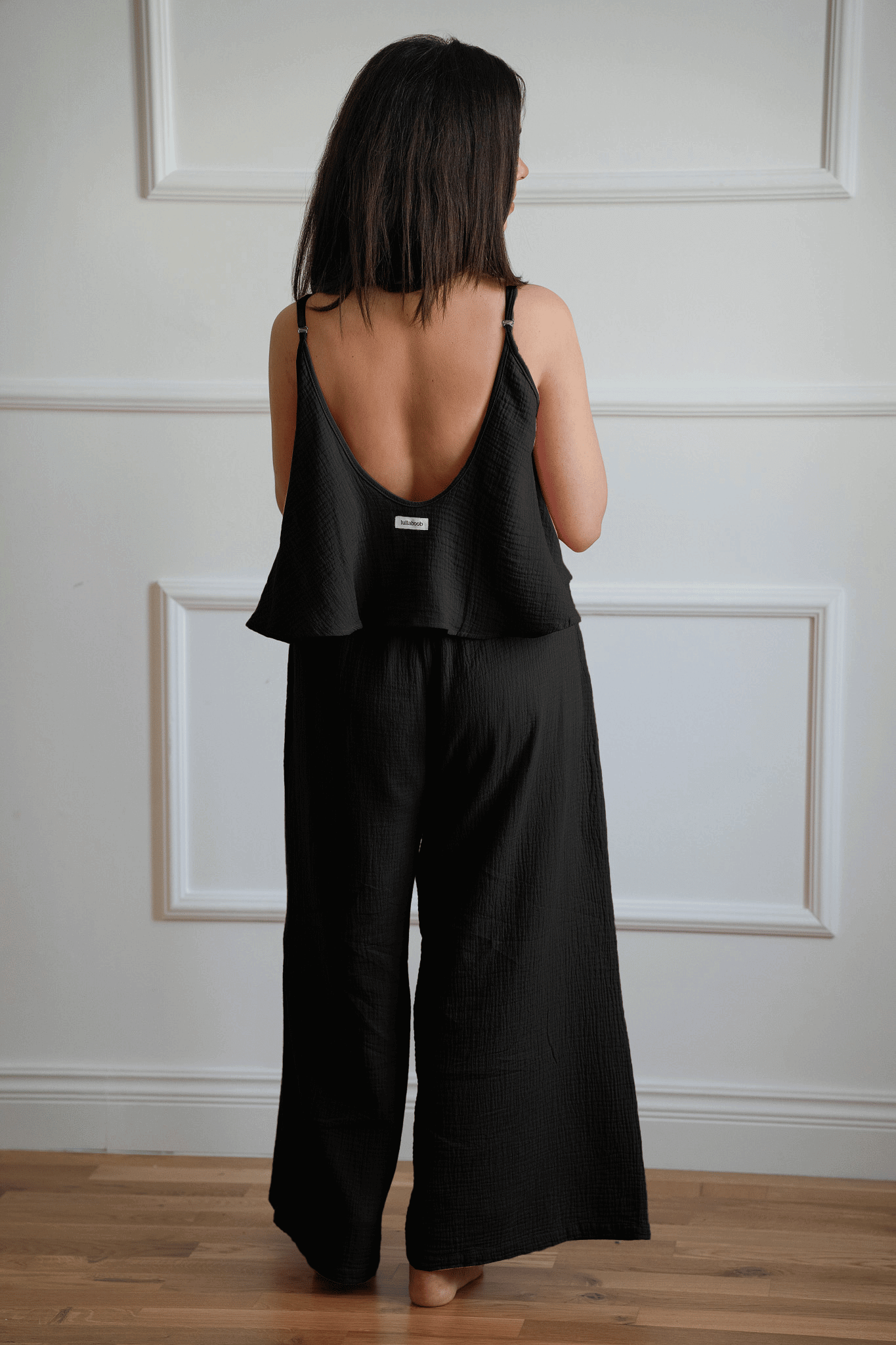 Lila Muslin Postpartum Pants - Black