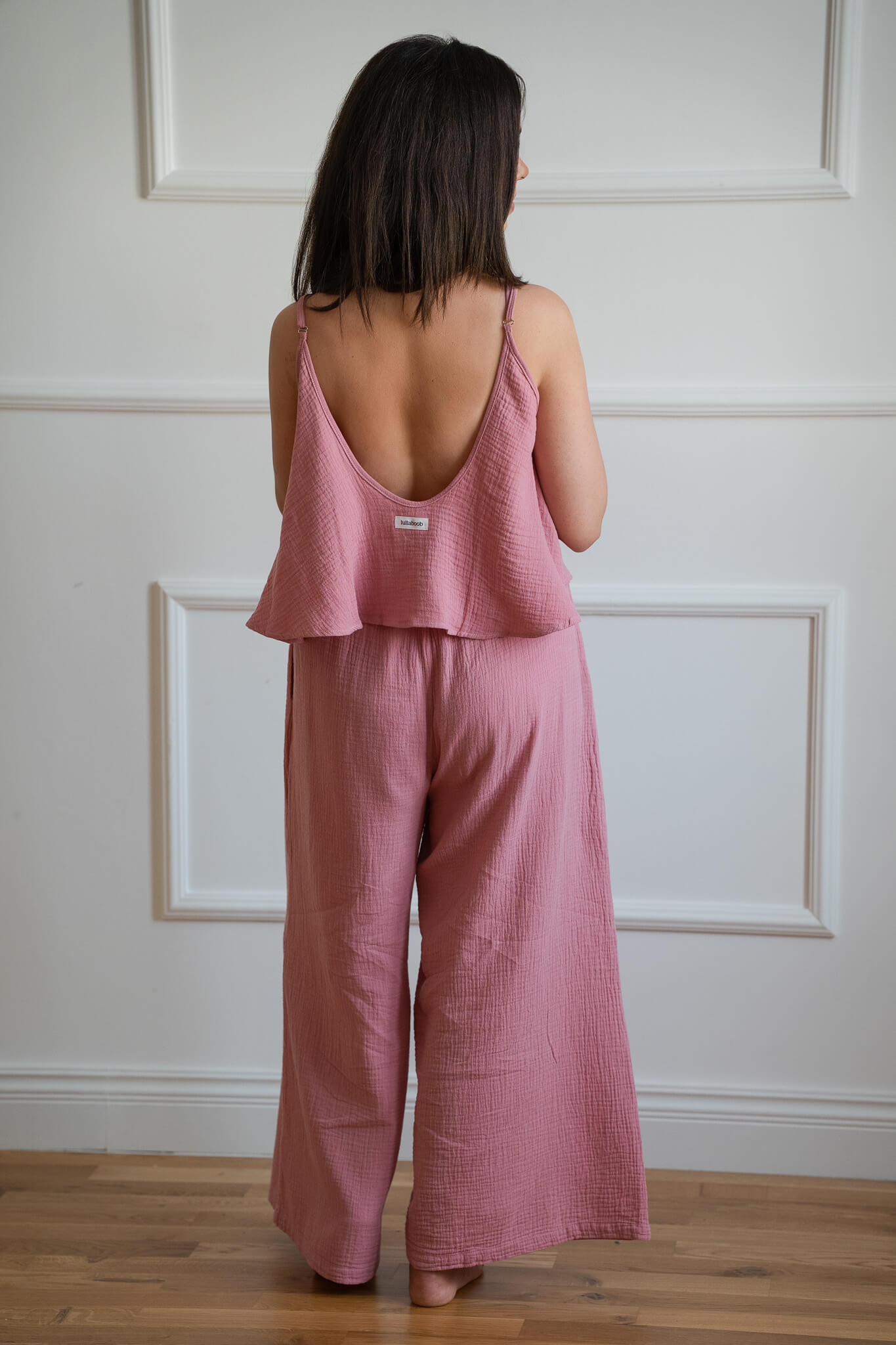 Lila Muslin Postpartum Pants - Retro Pink