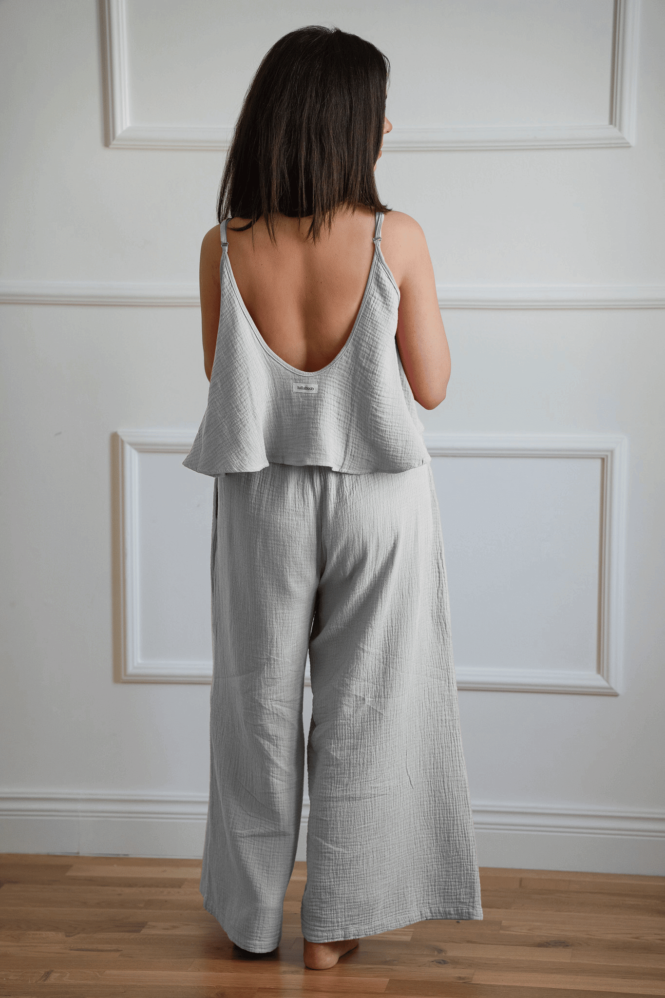 Lila Muslin Postpartum Pants - Silver